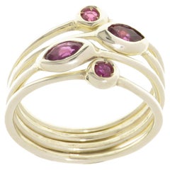 Rubies 9 Karat White Gold Stacking Ring Handcrafted in Italy