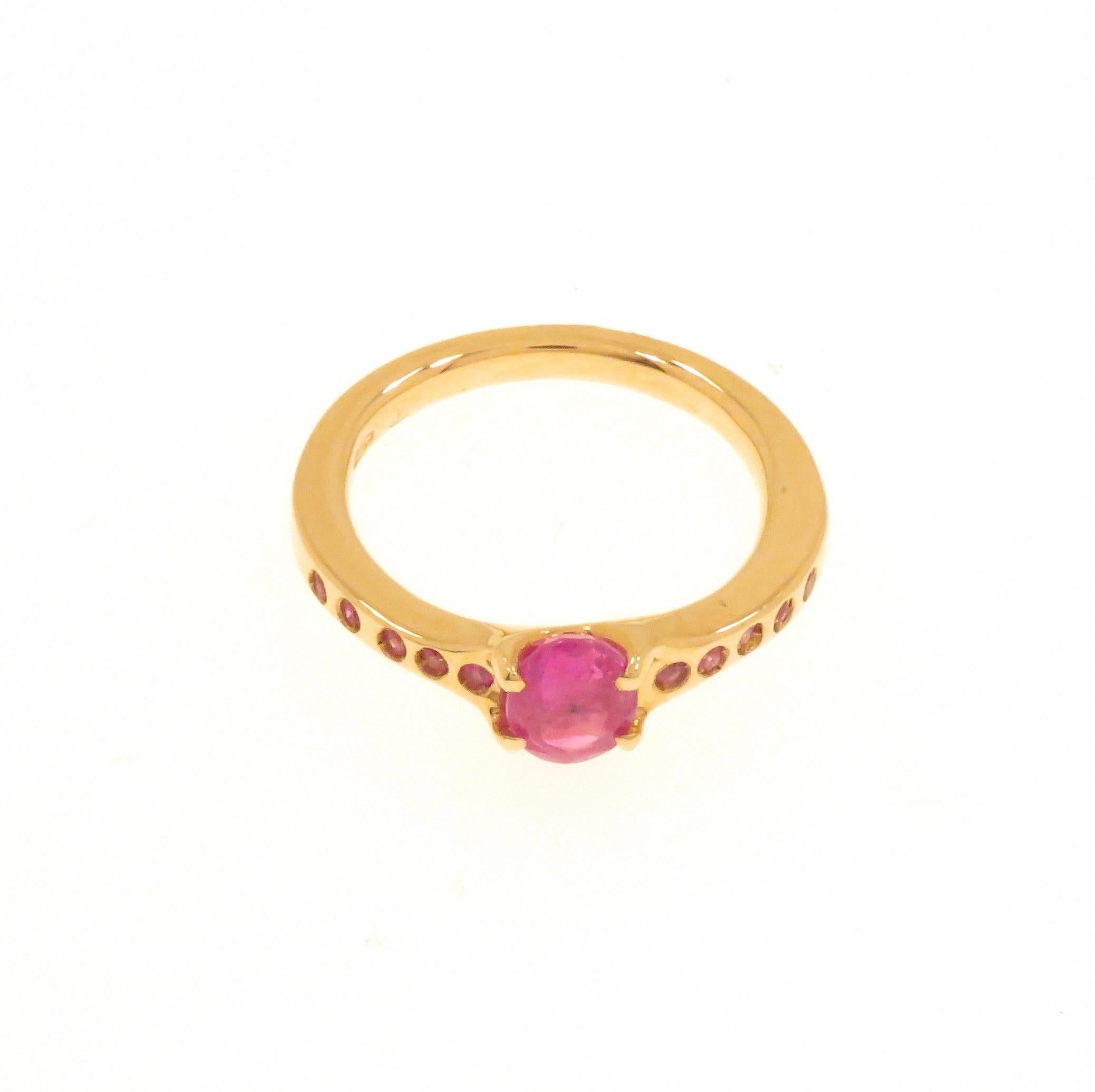 Women's Rubies 9K Rose Gold Ring Handcrafted For Sale