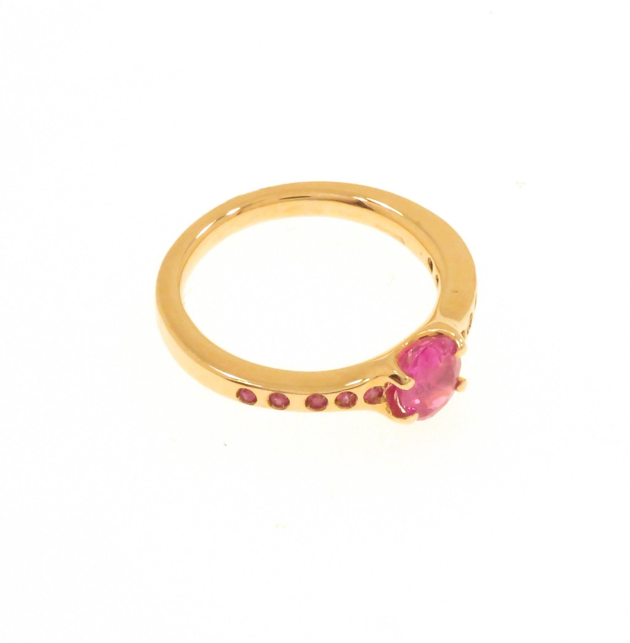 Rubies 9K Rose Gold Ring Handcrafted For Sale 1