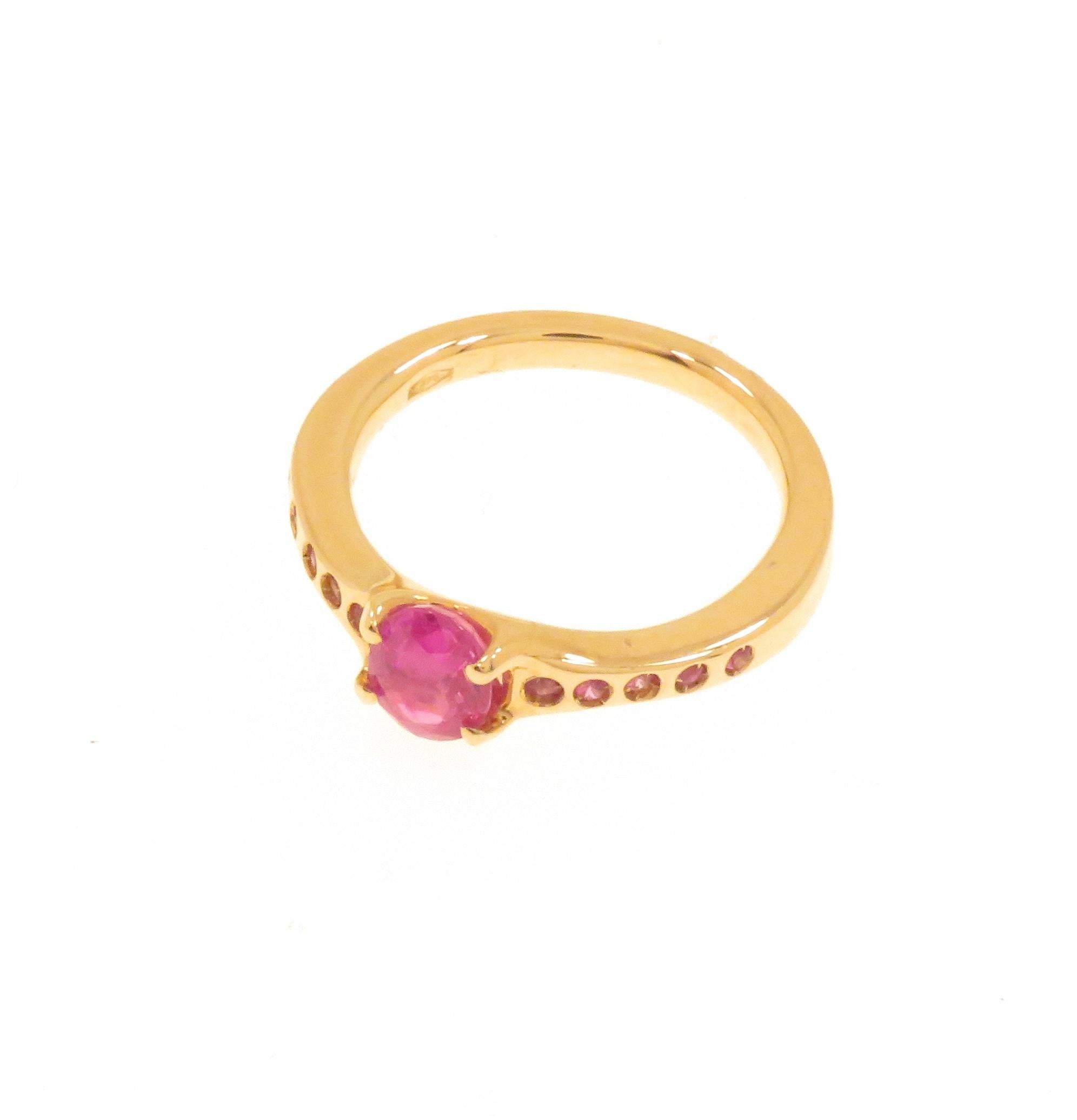 Rubies 9K Rose Gold Ring Handcrafted For Sale 2