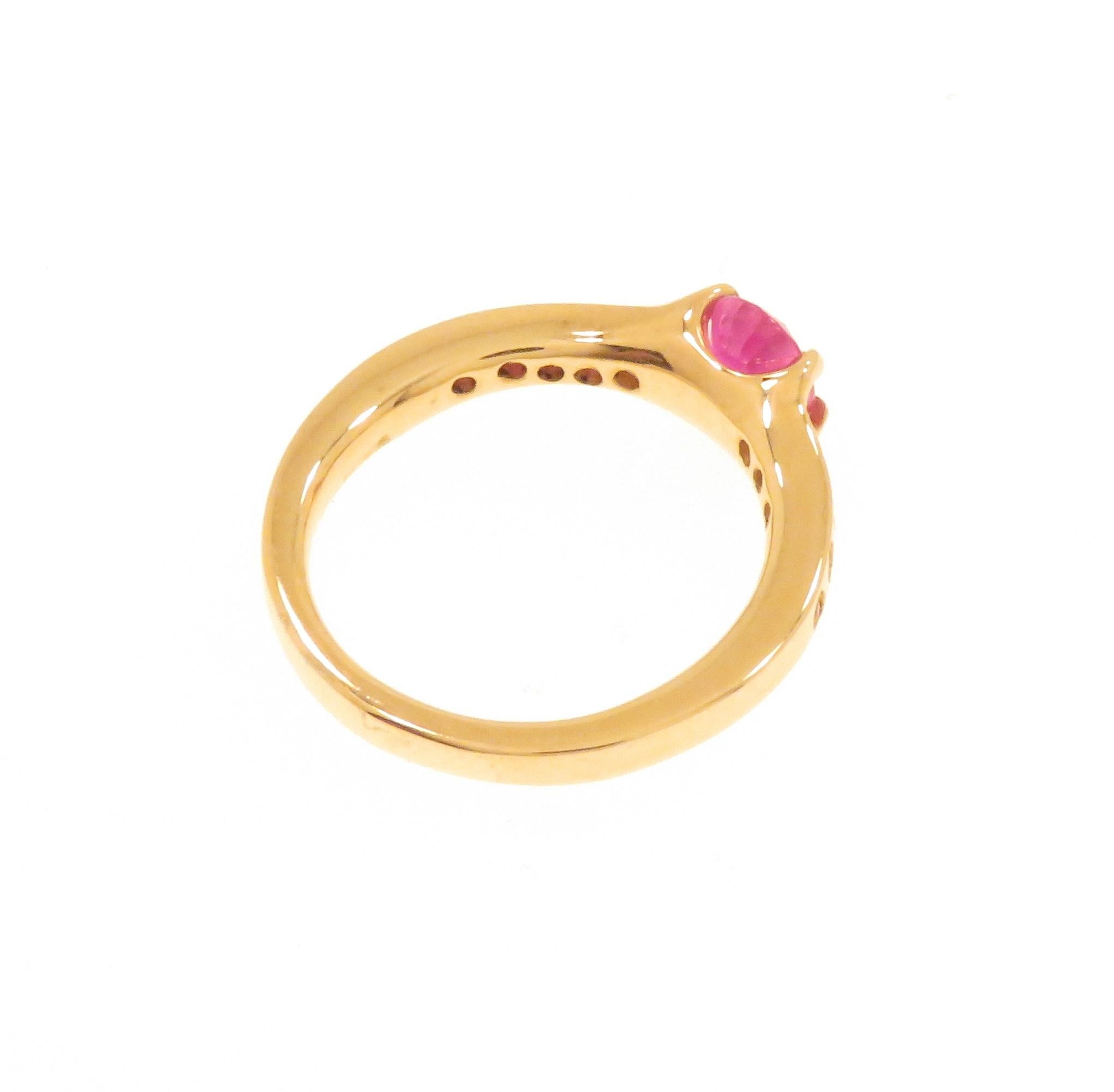 Rubies 9K Rose Gold Ring Handcrafted For Sale 3