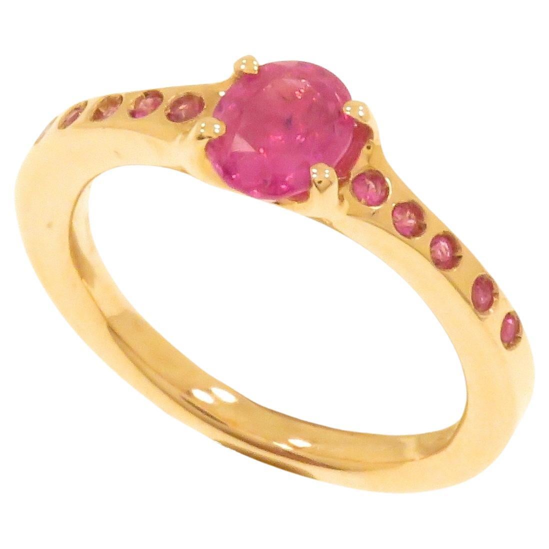 Rubies 9K Rose Gold Ring Handcrafted For Sale