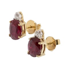 Rubies and Diamond Earrings, Yellow Gold 750