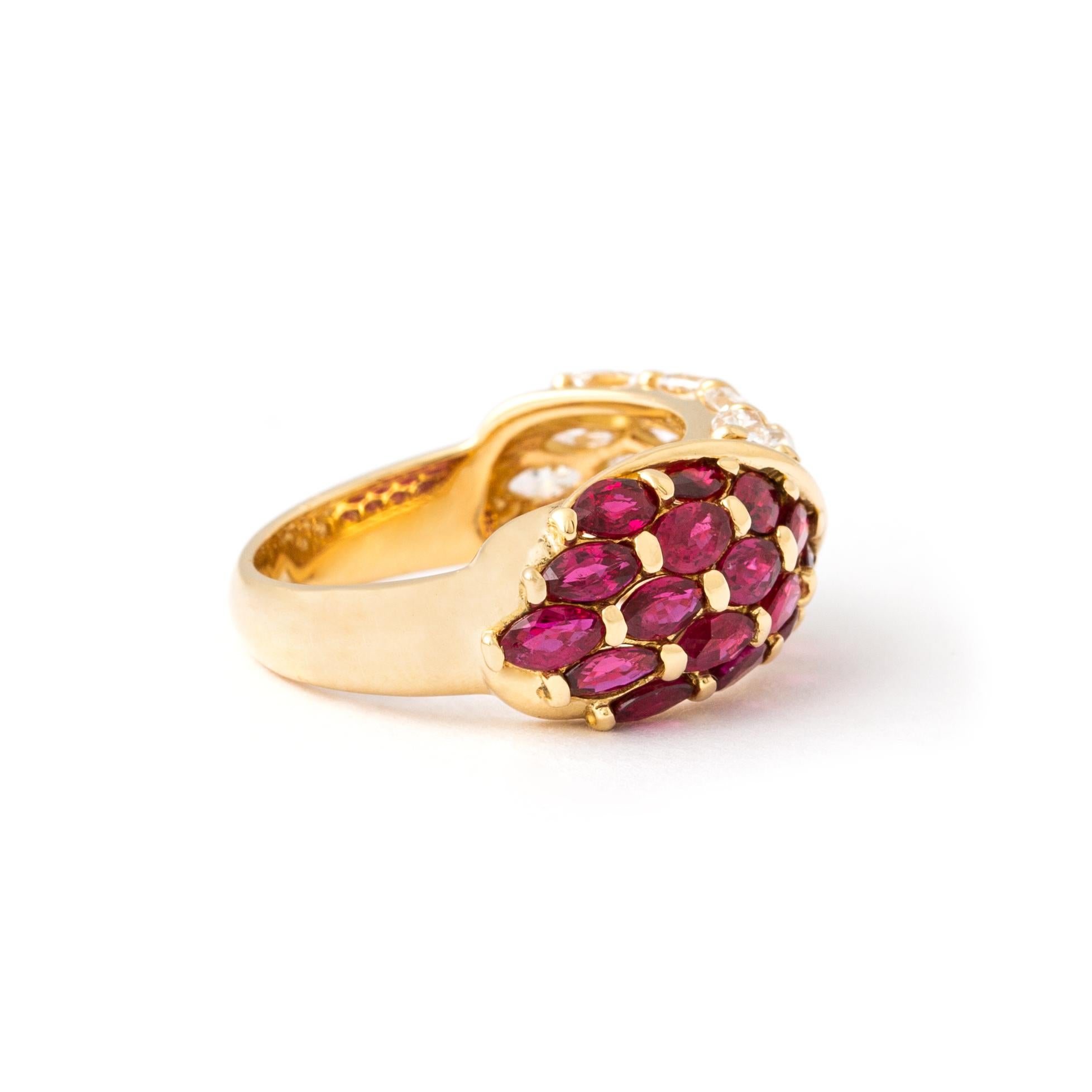 Contemporary Rubies and Diamond Gold Ring For Sale
