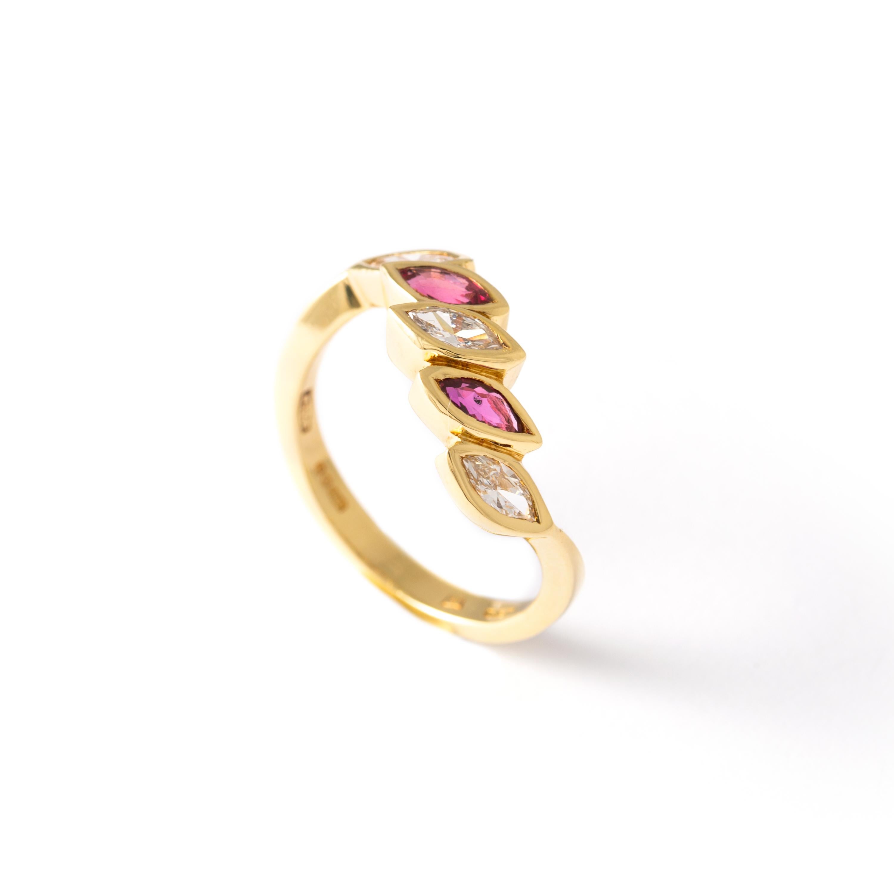 Rubies and Diamond Gold Ring For Sale 1