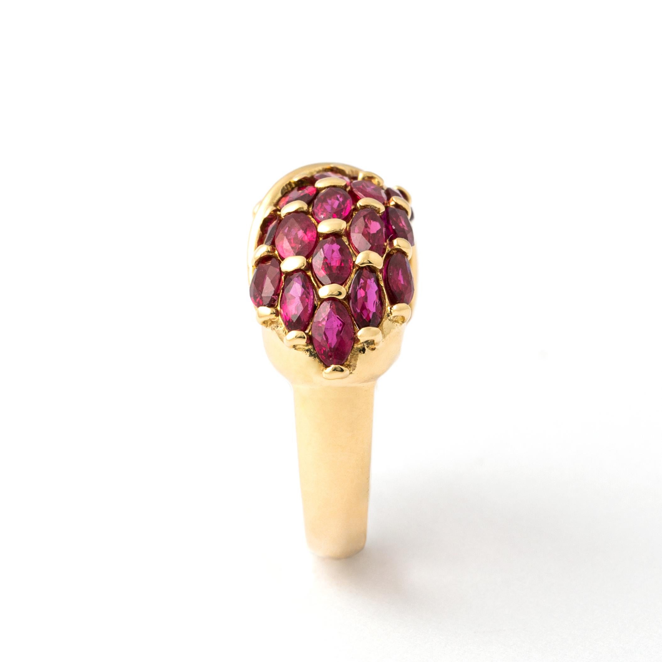 Oval Cut Rubies and Diamond Gold Ring For Sale