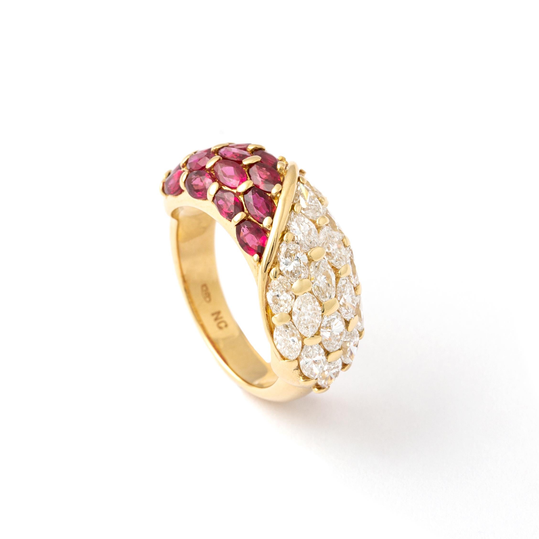 Rubies and Diamond Gold Ring For Sale 1