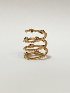 Rubies and Diamonds 18 Kt Rose Gold Snake Band Ring