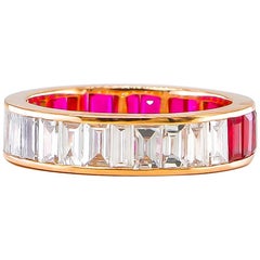 Bracelet d'éternité en or 18 carats rubis et diamants TAILLE 6