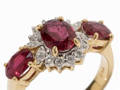 Rubies and Diamonds Ring, 750 Yellow Gold