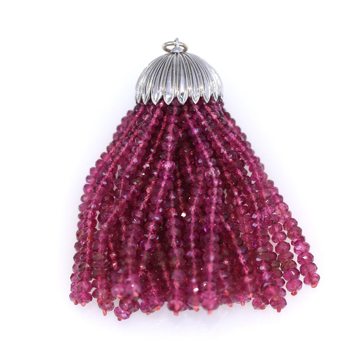 Rubies Beads Pendant Gold Platinum, 1920 In Good Condition For Sale In Herzelia, Tel Aviv
