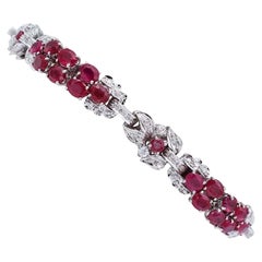 Bracciale A Link con rubini, diamanti e oro bianco 14 carati