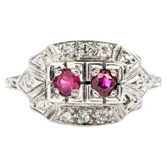 Rubies & Diamond Antique Ring In Platinum