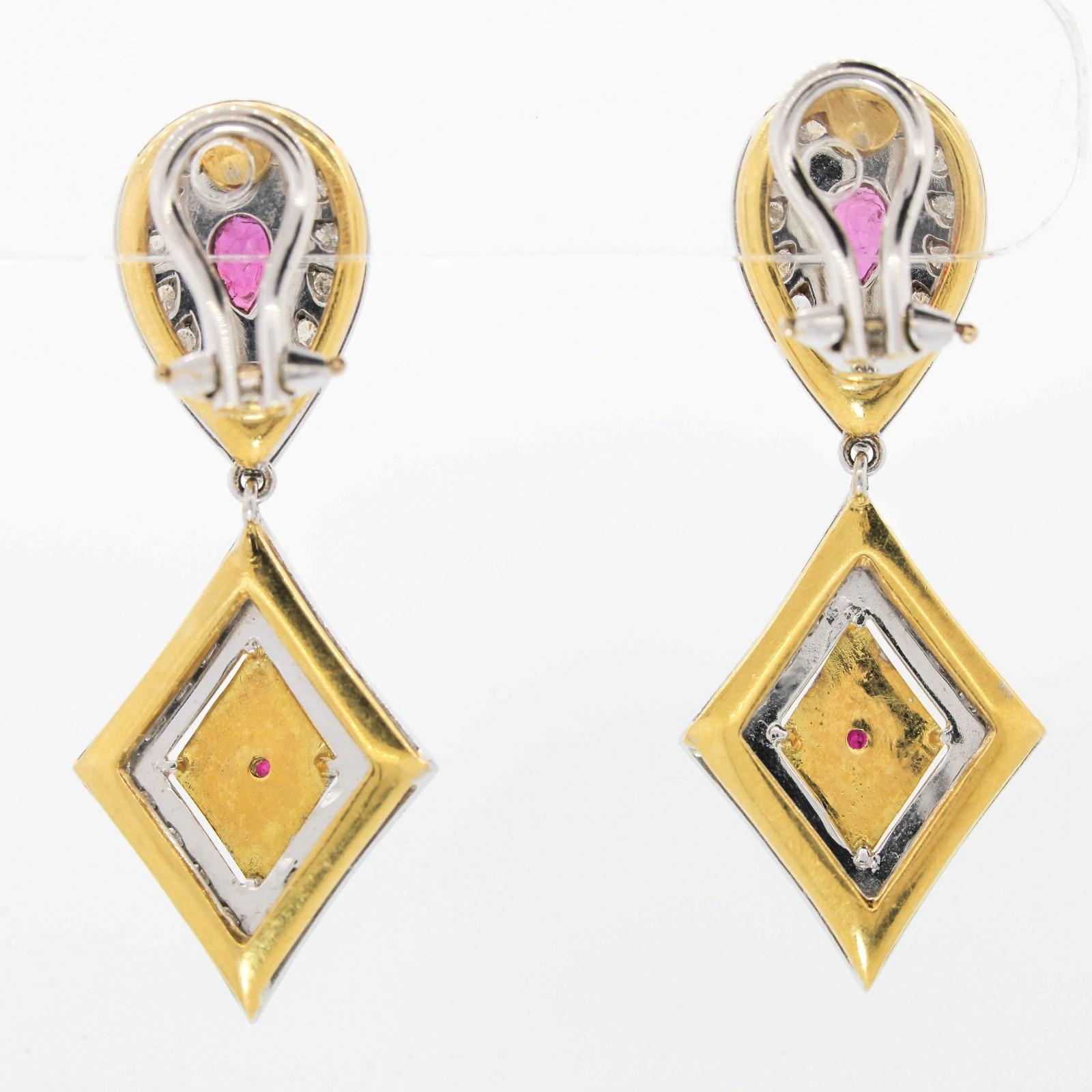 Modern Rubies and Diamond Gold Earrings