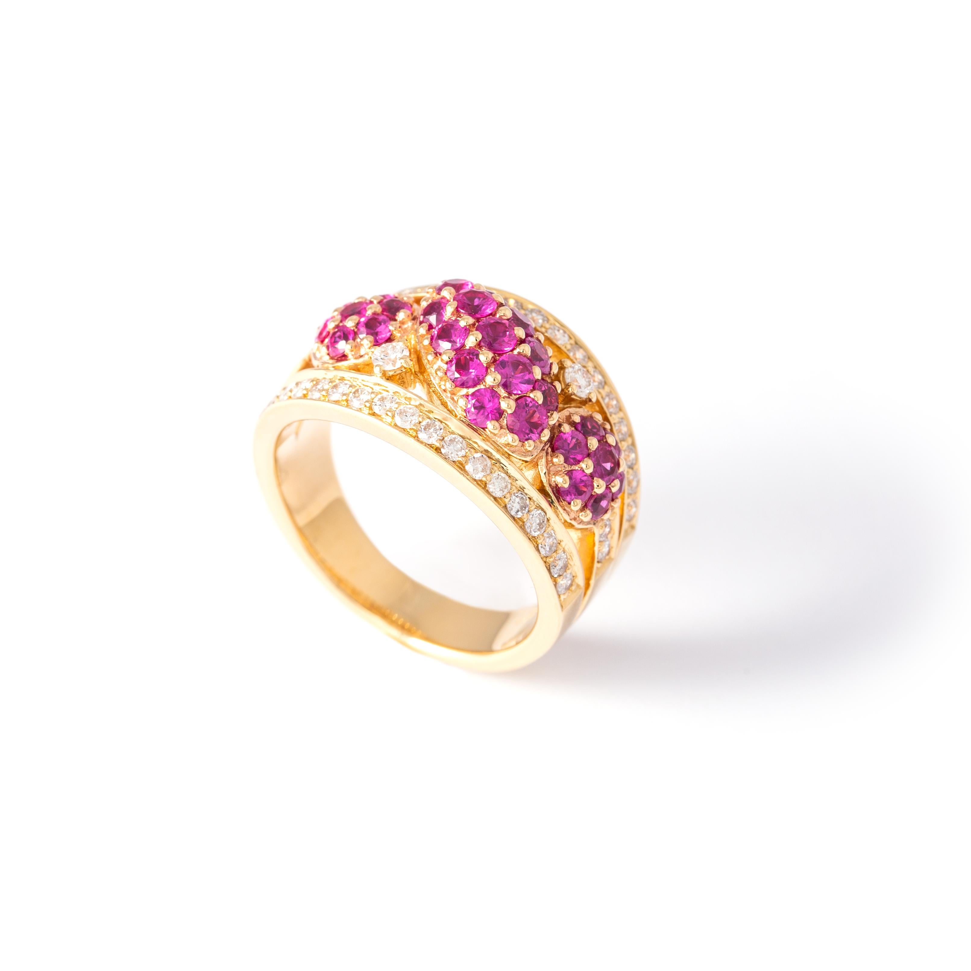 Women's Rubies Diamond Gold Ring For Sale