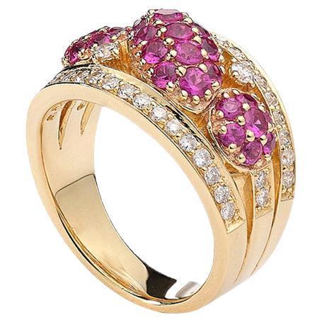 Rubies Diamond Gold Ring For Sale