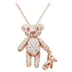 Rubies, Diamonds, 18 Karat Rose Gold Pendant Necklace