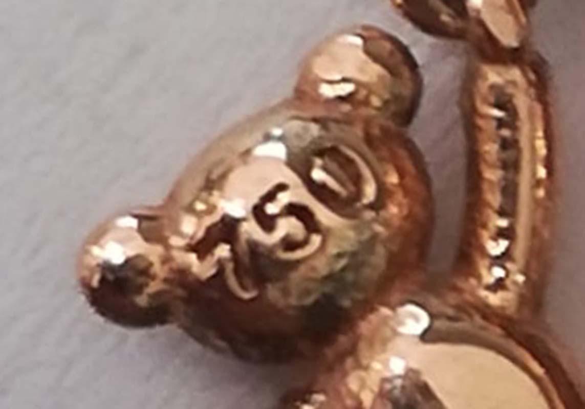 Halskette mit Teddy-Anhänger aus 18 Karat Roségold mit Rubinen, Diamanten und Diamanten 1
