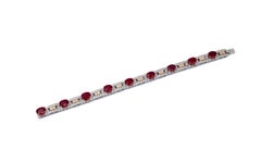 Rubies, Diamonds, 18 Karat White and Yellow Gold Bracelet