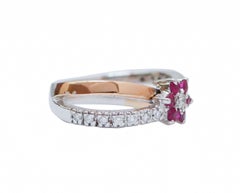 Rubies, Diamonds, 18 Karat White Gold and Rose Gold Ring.