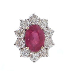 Rubies, Diamonds, 18 Karat White Gold Earrings.