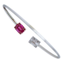 Rubies, Diamonds, 18 Karat White Gold Modern Bracelet.