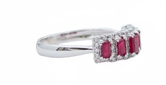 Rubies, Diamonds, 18 Karat White Gold Ring