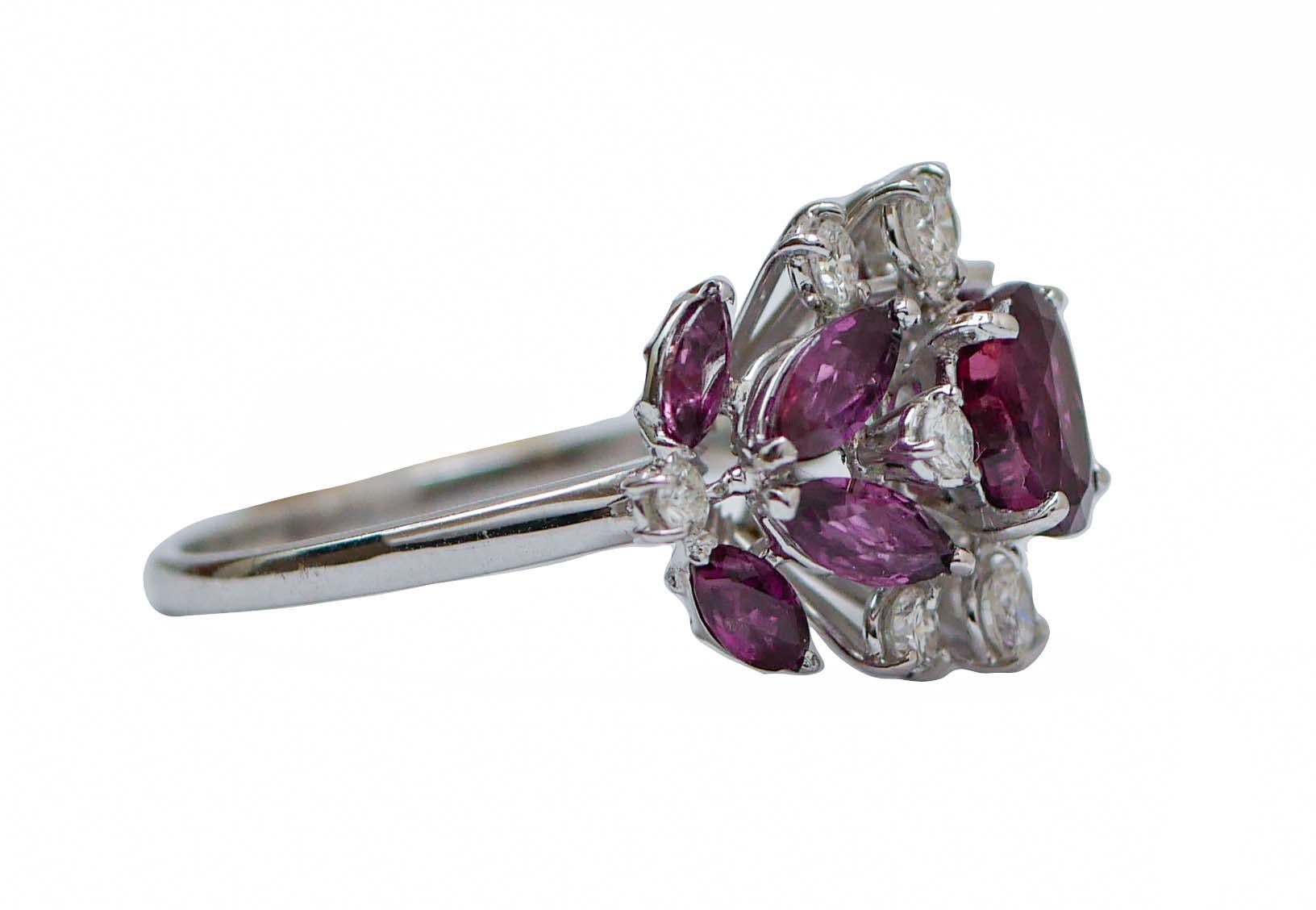 Elegant ring in 18 kt white gold structure mounted with a central ruby surrounded by diamonds and rubies.
Diamonds 0.52 ct
Rubies 2.60 ct
Total Weight 5.60 gr
RF     G       FGEI
Italian Size 12.5
Usa Size 6.34
French Size 52.5

For any