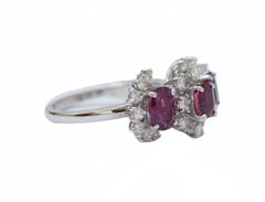 Rubies, Diamonds, 18 Karat White Gold Ring.