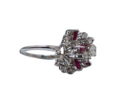 Rubies, Diamonds, 18 Karat White Gold Ring.