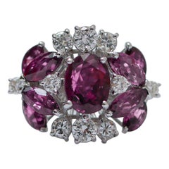 Rubies, Diamonds, 18 Karat White Gold Ring.