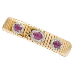 Rubies, Diamonds, 18 Karat Yellow Gold and White Gold Tubogas Bracelet.