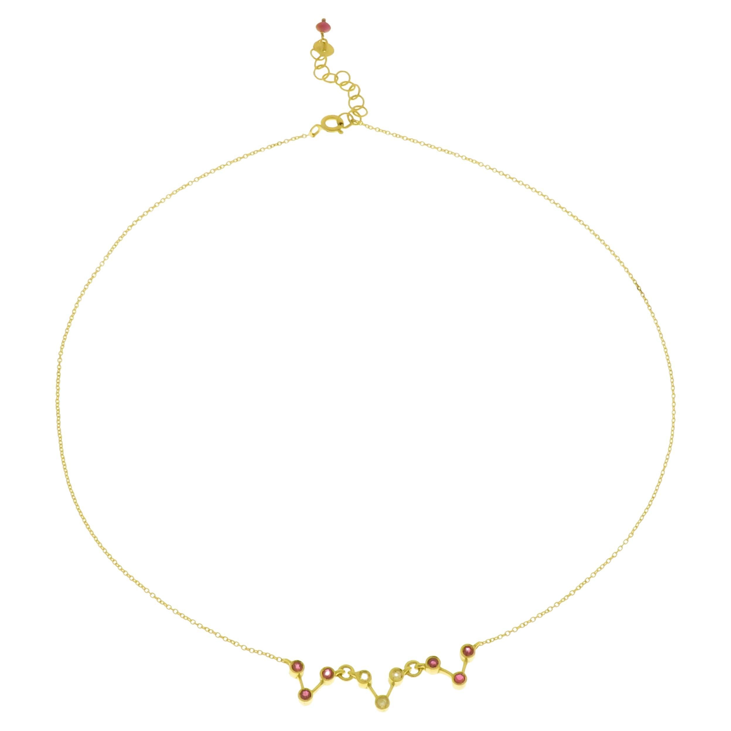 Collier en or jaune 18 carats avec rubis et diamants, fabriqué à la main en Italie