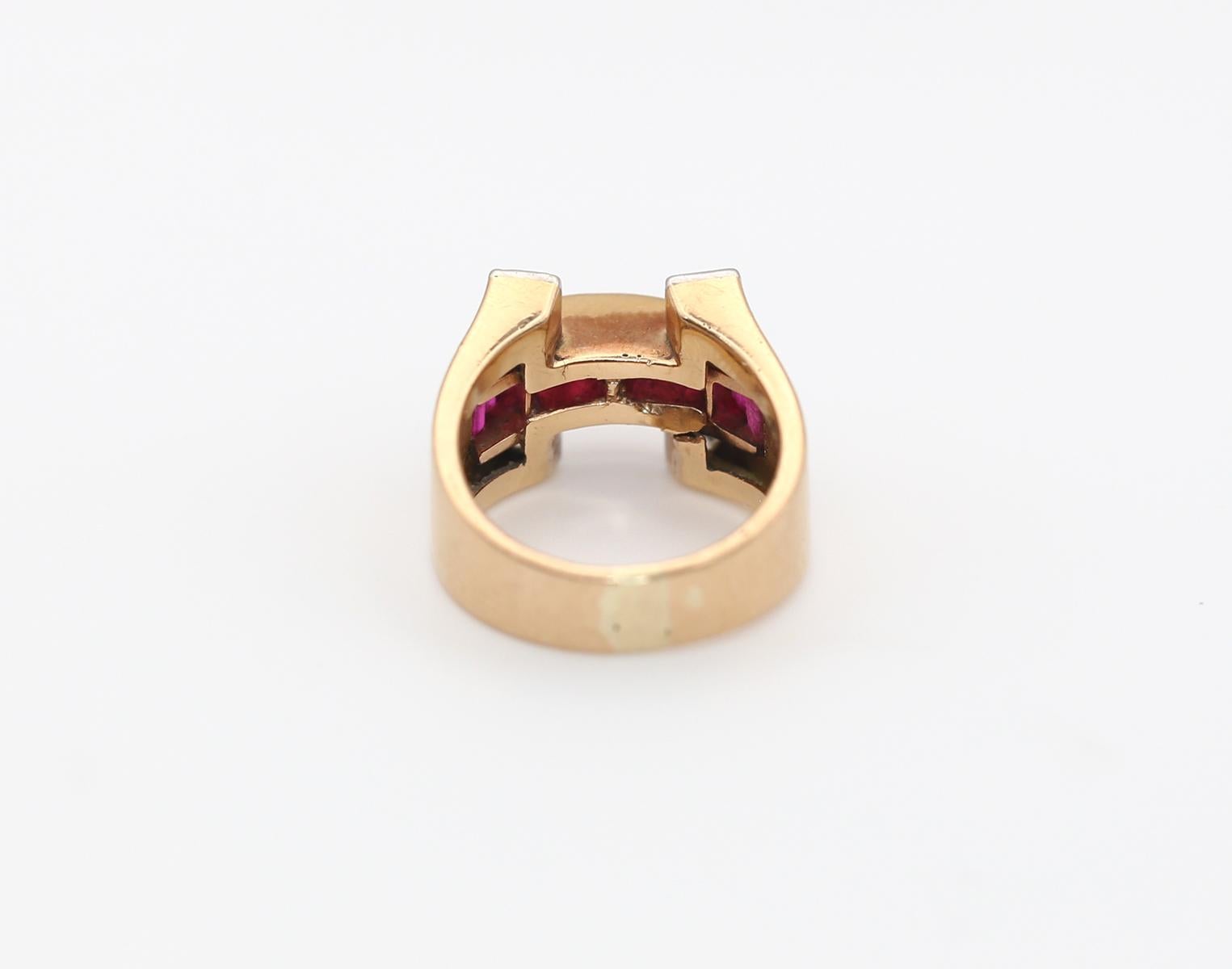 Rubies Diamonds Horseshoe Charm Ring, 1940 1