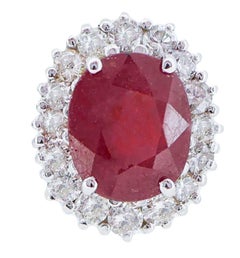 Rubies, Diamonds, Platinum and 14 Karat White Gold Earrings.