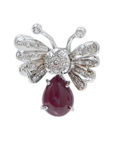 Rubies, Diamonds, Platinum  Butterfly Earrings.