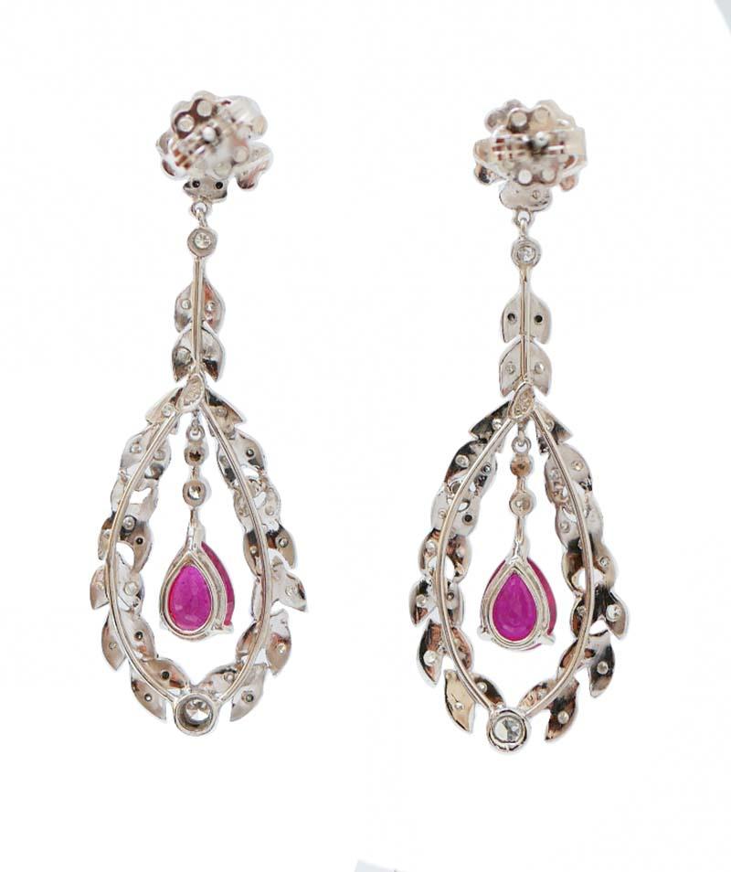 Rubíes, Diamantes, Platino Pendientes. Retro en venta