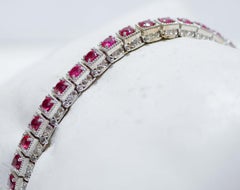 Rubies, Diamonds, Rose Gold and Silver Bracelet.