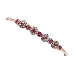 Rubies, Diamonds, Rose Gold and Silver Bracelet.