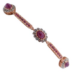 Rubies, Diamonds, Rose Gold and Silver Bracelet
