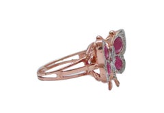 Rubies, Diamonds, Rose Gold and Silver Butterfly Ring.