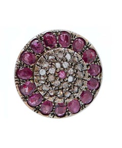Rubies, Diamonds, Rose Gold and Silver Earrings.