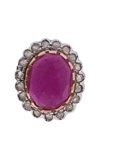 Rubies, Diamonds, Rose Gold and Silver Earrings.