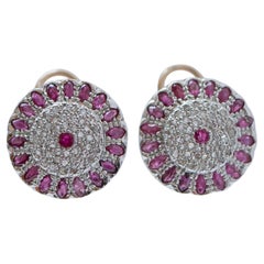 Rubies, Diamonds, Rose Gold and Silver Earrings. Rubies, Diamonds, Rose Gold and Silver Earrings.