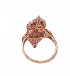 Rubies, Diamonds, Rose Gold and Silver Ring.