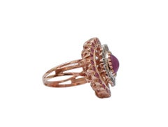 Rubies, Diamonds, Rose Gold and Silver Ring.