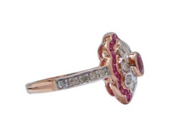 Rubies, Diamonds, Rose Gold and Silver Ring.
