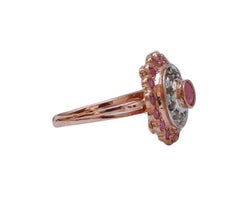 Rubies, Diamonds, Rose Gold and Silver Ring.
