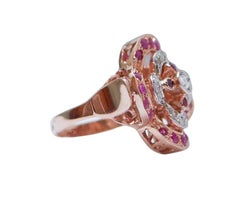 Rubies, Diamonds, Rose Gold and Silver Ring.