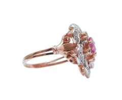 Rubies, Diamonds, Rose Gold and Silver Ring.